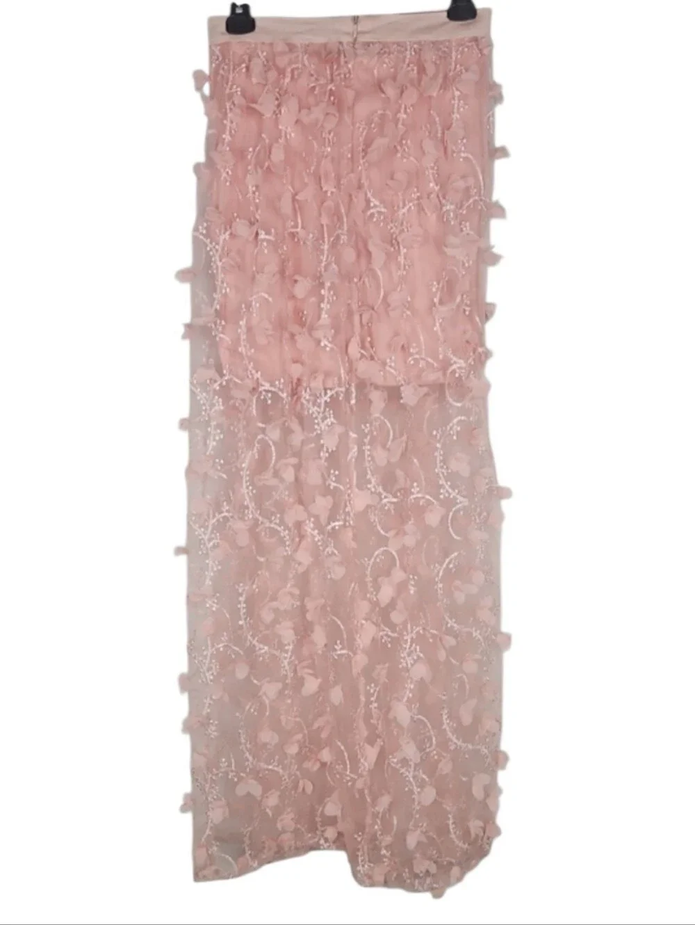 Coquette 3D Floral Applique Skirt Mesh Overlay Pink Fairy Garden Party Romantic - Picture 4 of 7